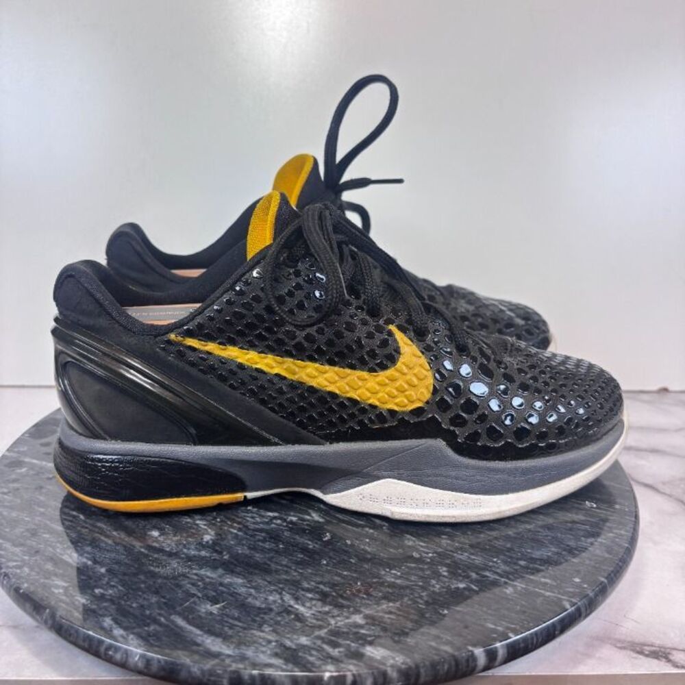 Nike Kobe 6 GS Black Del Sol Yellow Basketball Shoes 429913-001 Youth Size 5.5